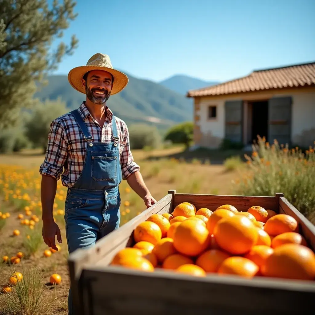 Mesa con variedad de frutas orgánicas españolas.